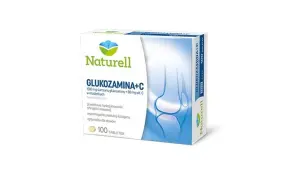 Opakowanie suplementu diety Naturell Glukozamina+C, zawierające 100 tabletek, wspiera prawidłowe funkcjonowanie chrząstki stawowej.