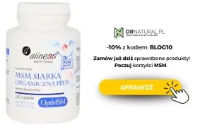 Suplement diety Aliness MSM Siarka Organiczna Plus, 180 tabletek. Poznaj optymalne msm dawkowanie i poczuj korzyści. -10% z kodem BLOG10.