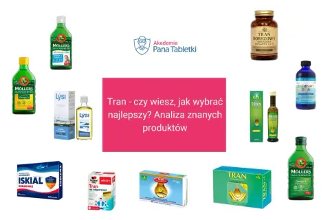Różne rodzaje tranu i suplementów omega-3, w tym Moller's, Lysi, GAL, Nordic Naturals. Analiza produktów.