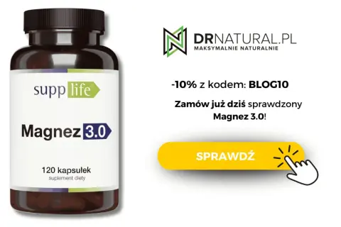 Butelka suplementu Magnez 3.0 od SuppLife. Zniżka 10% na magnez na ból głowy z kodem BLOG10. Zamów już dziś!