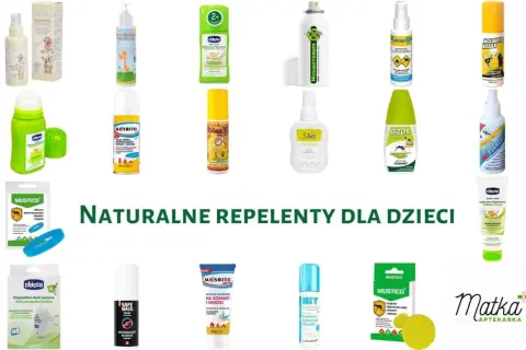 Szukasz naturalnych sposobów, jaki olejek na komary sprawdzi się dla dzieci? Na zdjęciu znajdziesz różne preparaty, spraye i plastry odstraszające owady.