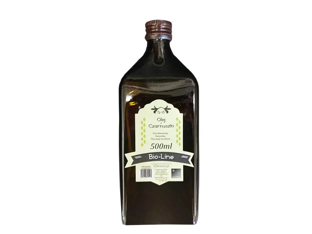 Butelka oleju z czarnuszki Bio-Line 500ml, idealny na stawy. Naturalny, tłoczony na zimno.