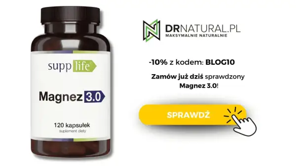 Butelka suplementu Magnez 3.0 od SuppLife. Zniżka 10% na magnez na ból głowy z kodem BLOG10. Zamów już dziś!